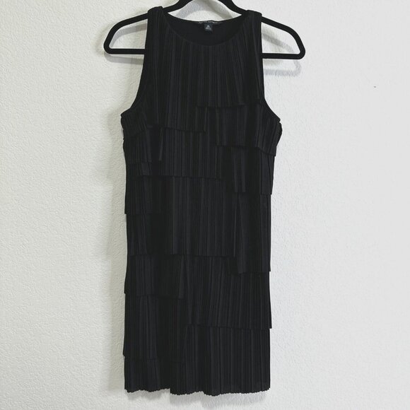 Banana Republic Women's Artsy Flapper Layered Texture Shift Dress XS Black EUC - Picture 2 of 11